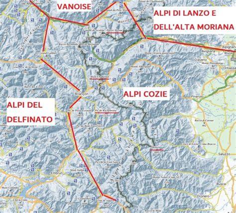 Mappa delle Alpi con possibili tracciati di gara di sci alpinismo