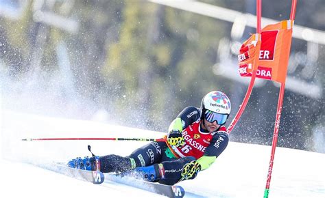 Alex Vinatzer durante la seconda manche dello slalom gigante maschile a Soelden