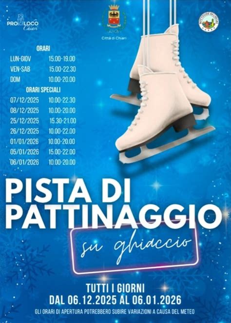 Grafica con gli orari di apertura della pista di pattinaggio su ghiaccio