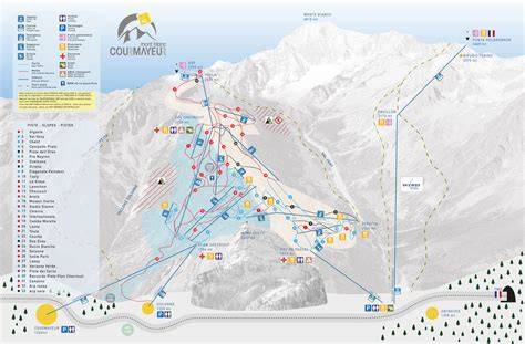 Mappa delle piste da sci del comprensorio di Courmayeur