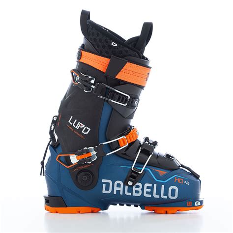 Schema del sistema di chiusura dello scarpone Dalbello Lupo AX 120, mostrando i ganci e lo strap.