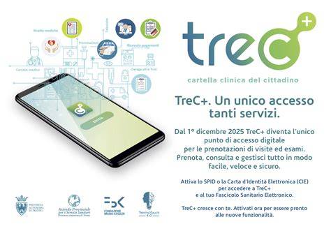 Infografica che illustra il passaggio dal vecchio sistema CUP a Trec+ per le prenotazioni online.