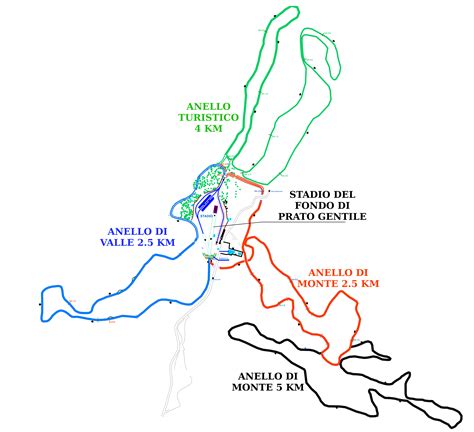 mappa degli anelli di sci di fondo di Prato Gentile