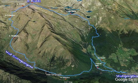 Mappa stradale per raggiungere l'inizio del sentiero in Val Sanguigno