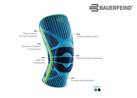 Ginocchiera da snowboard Bauerfeind Sports Knee Support in uso, con dettagli sul design anatomico e la pelotta.
