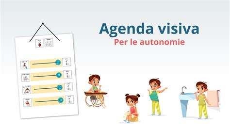 Esempio di agenda visiva utilizzata per bambini con disturbo dello spettro autistico, mostrando una sequenza di immagini che rappresentano le attività della giornata.