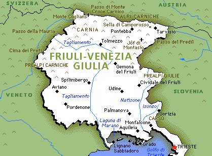 Mappa dei comprensori sciistici del Friuli-Venezia Giulia