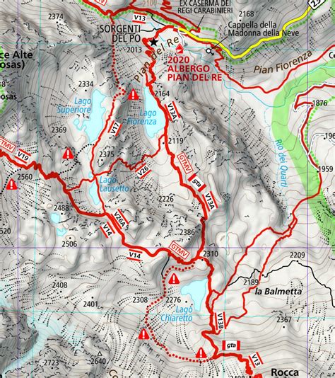 Mappa del percorso escursionistico verso Cima Busa Alta con indicazione dei rifugi e dei sentieri