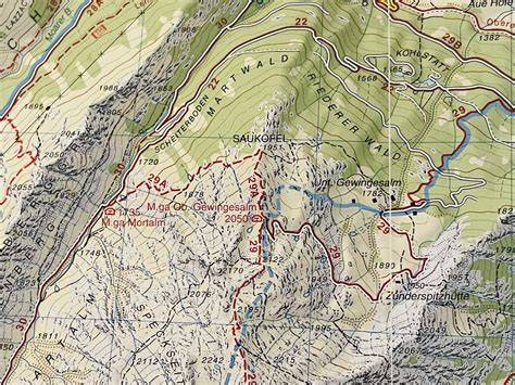 Mappa topografica della zona del Corvatsch con indicated itinerari