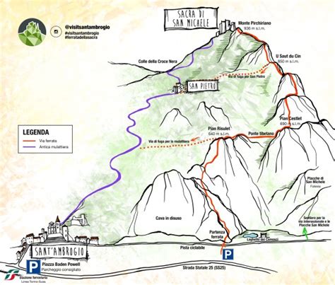 Mappa del percorso di accesso alla Ferrata Gustavo e Natale Vidi
