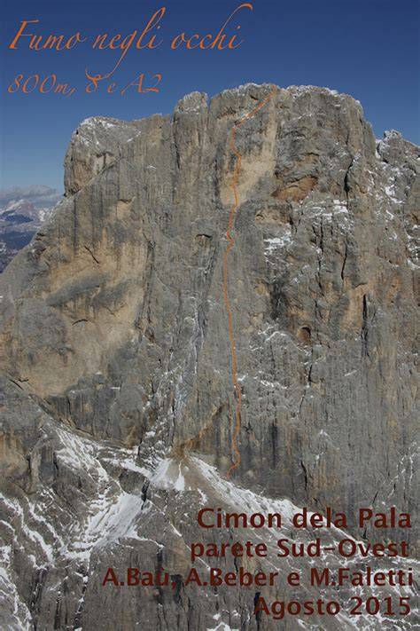 Parete Nord del Cimon della Pala con la via Elements of Life