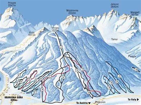 Schema che illustra la pista Podkoren 3 di Kranjska Gora