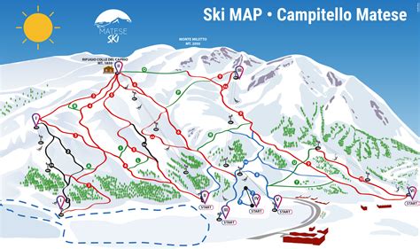 Vista panoramica delle piste da sci di Campitello Matese con montagne innevate sullo sfondo