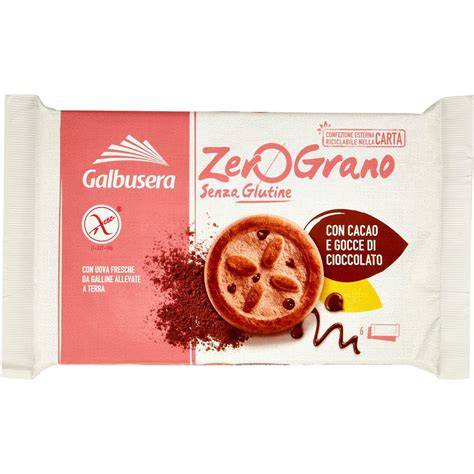 Immagine di frollini Zero G Galbusera con cacao e gocce di cioccolato su uno sfondo pulito
