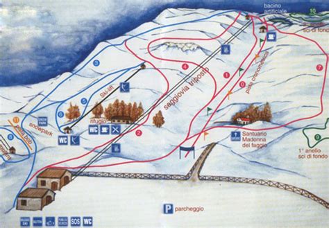 Cartina dettagliata delle piste sciistiche e degli impianti di risalita dell'Eremo Monte Carpegna.