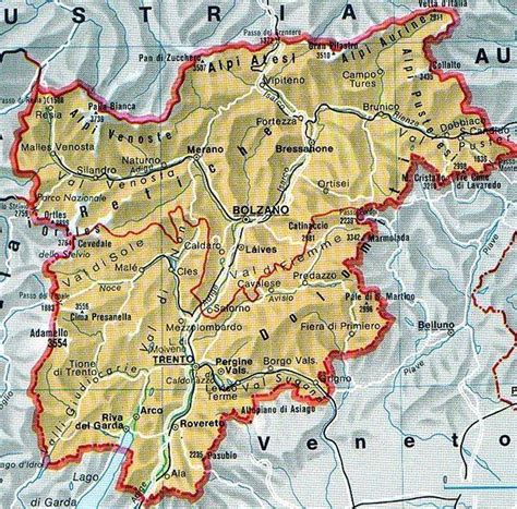 Mappa del Trentino con indicati i principali ospedali e le sedi delle gare olimpiche