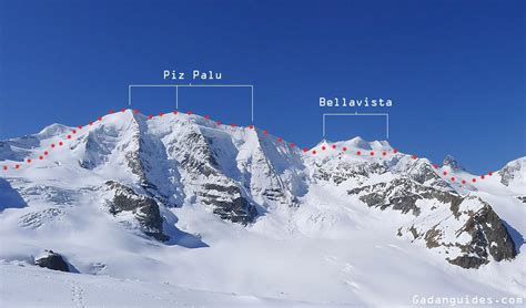 Mappa schematica dell'itinerario di salita e discesa al Piz Palù dalla Diavolezza