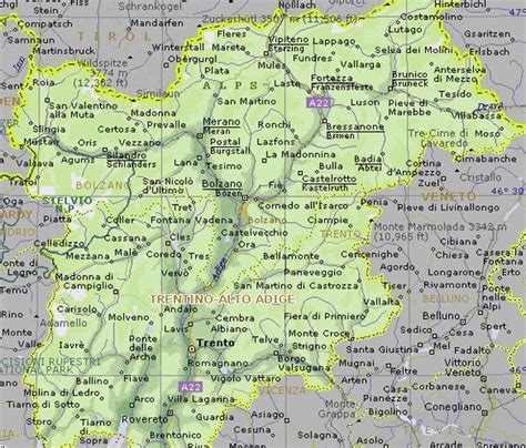 Mappa topografica della zona dell'Ortles in Alto Adige, con indicazione del luogo dell'incidente della valanga.