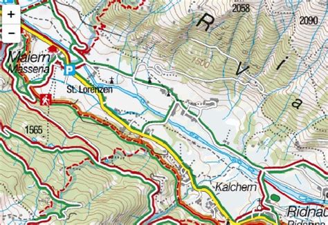 mappa topografica della Val Ridanna con indicazione del luogo dell'incidente