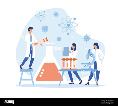 Illustrazione di un laboratorio scientifico con attrezzature e studenti.