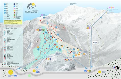 Mappa di Courmayeur con la posizione dell'Hotel Chalet Svizzero evidenziata e le principali funivie