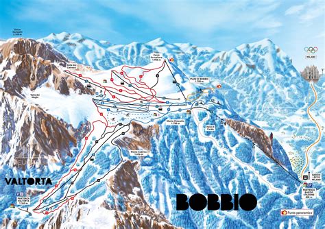 Mappa delle piste e degli impianti del comprensorio sciistico Piani di Bobbio
