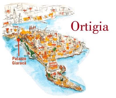 Antica mappa di Siracusa con l'isola di Ortigia
