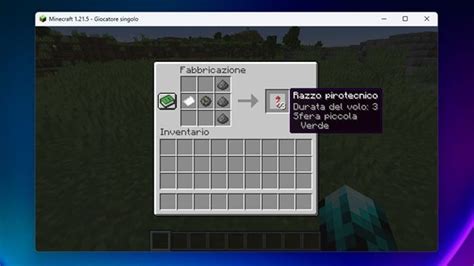 Schema di crafting per un razzo pirotecnico semplice in Minecraft Java Edition