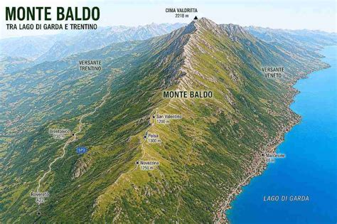 Mappa dei sentieri del Monte Baldo con indicazione dei punti di accesso principali.
