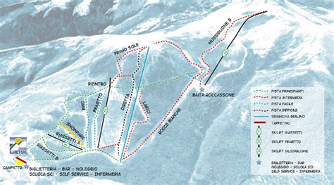 Mappa generale del comprensorio sciistico di Garessio 2000 con evidenziate le piste e gli impianti di risalita.