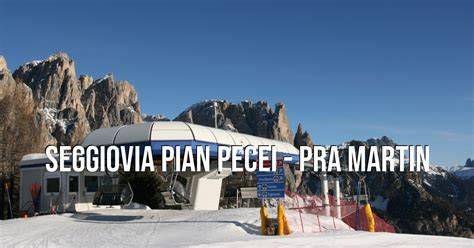 Schema tecnico della Seggiovia Pian Pecei - Ciampedie con indicazione delle stazioni e della lunghezza