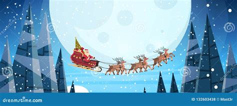 Illustrazione delle renne di Babbo Natale che volano nel cielo notturno