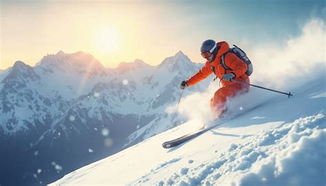 Fotografia di un atleta di sci alpinismo che scia su un pendio innevato.