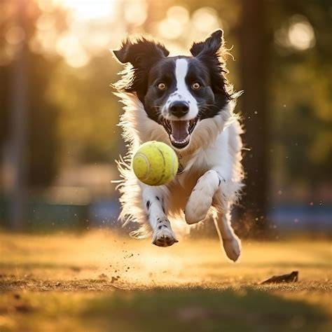 Border Collie che gioca con una palla