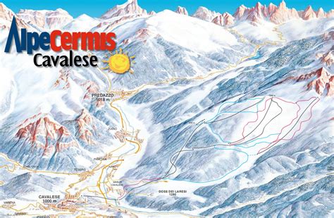Mappa della Val di Fiemme con evidenziata la posizione dell'Alpe Cermis