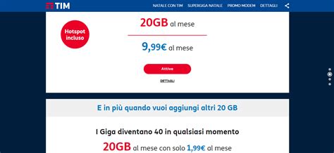 Schema comparativo delle offerte TIM Supergiga con traffico dati, durata e costi