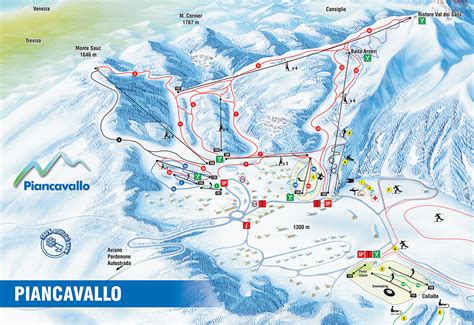 mappa delle piste da sci di Piancavallo con indicazione dei diversi livelli di difficoltà