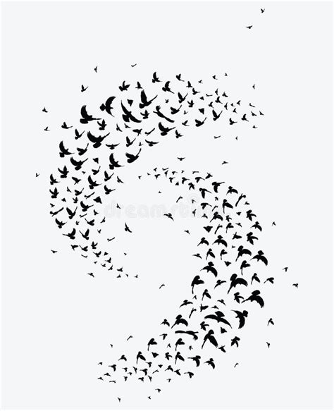 Illustrazione di uno stormo di storni in volo