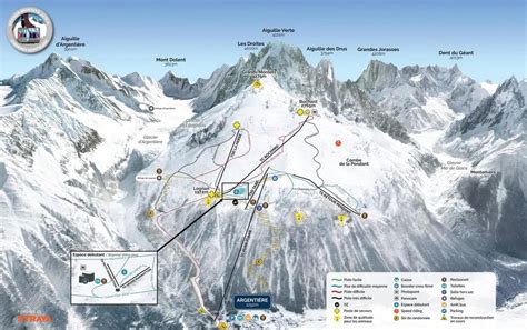 Mappa del comprensorio sciistico Grands Montets con indicazione delle piste e degli impianti di risalita