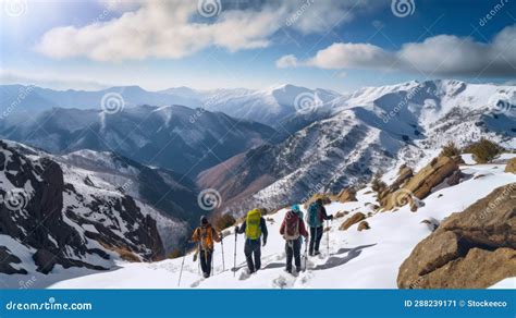 Gruppo di snowboarder che esplorano un pendio di neve fresca in un ambiente montano spettacolare