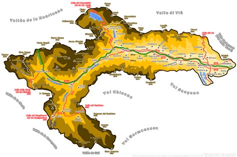 Mappa della Val di Susa con evidenziati i percorsi per ciaspolate e aree adatte ai cani