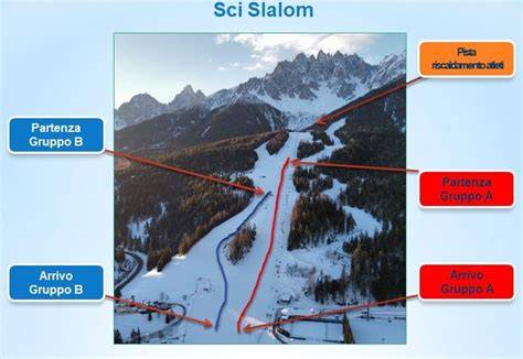 Schema della pista di slalom gigante con evidenziati i dossi