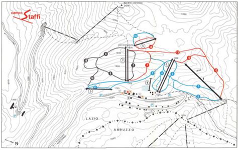 Schema delle piste e degli impianti di risalita di Campo Staffi, con evidenziate le aree per principianti e i tapis roulant.