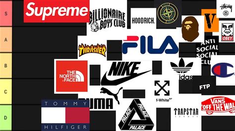 Composizione di prodotti di diversi brand di streetwear e attrezzatura sportiva