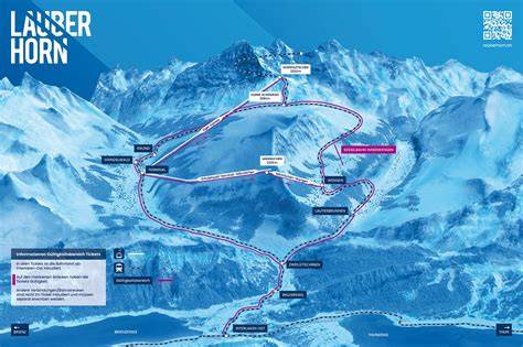 Schema della pista Lauberhorn con i punti chiave evidenziati: partenza, Russisprung, Hundschopf, Canadian Corner, Haneggschuss.