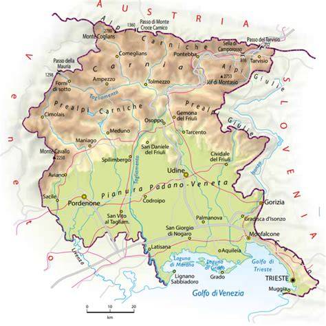 Mappa del Friuli-Venezia Giulia con evidenziata la posizione del Monte Zoncolan