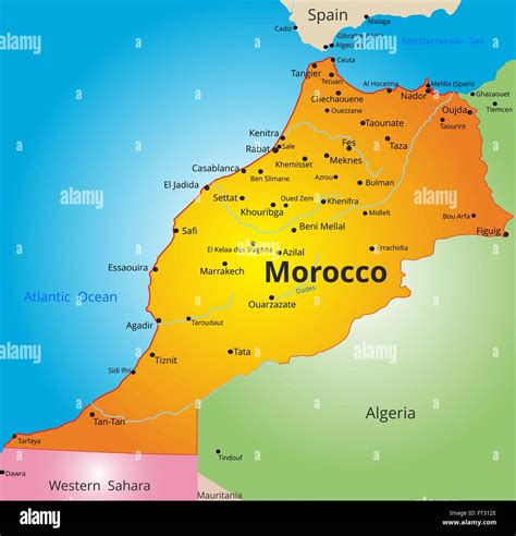 Mappa del Marocco con le principali città collegate dai trasporti