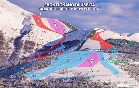 Infografica con statistiche sulle piste e gli impianti di Frontignano 360