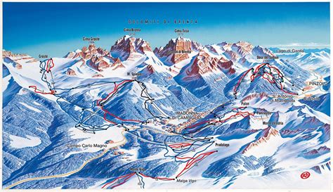 Mappa del comprensorio sciistico Campiglio Dolomiti di Brenta