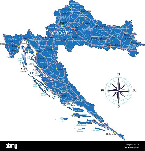 Mappa della Croazia con evidenziate le principali regioni turistiche e ciclabili